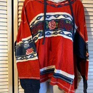 We The Free Red and Blue Knit Hoodie